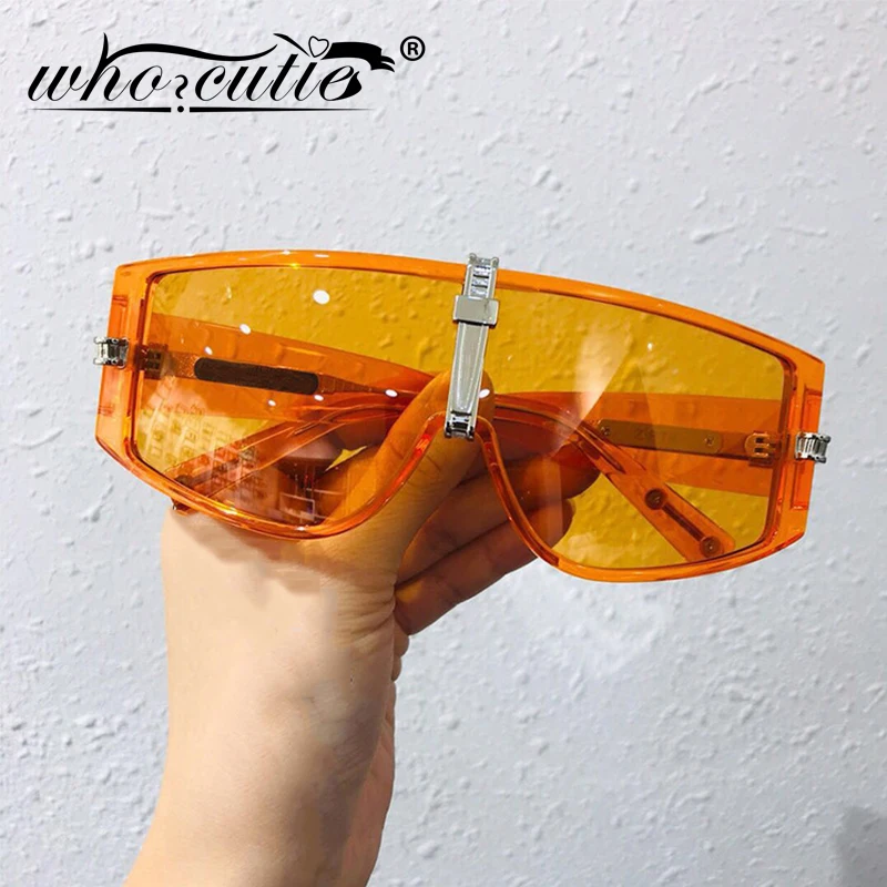 

Vintage Oversized Shield Visor Sunglasses Women 2020 Brand Design Orange Green Frame Punk Goggles Sun Glasses Men Shades S341