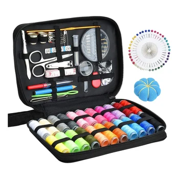 

DIY Sewing KIT, with Sewing Accessories, for Beginner, Traveller and Emergency Clothing Fixes, with Black Carrying Case