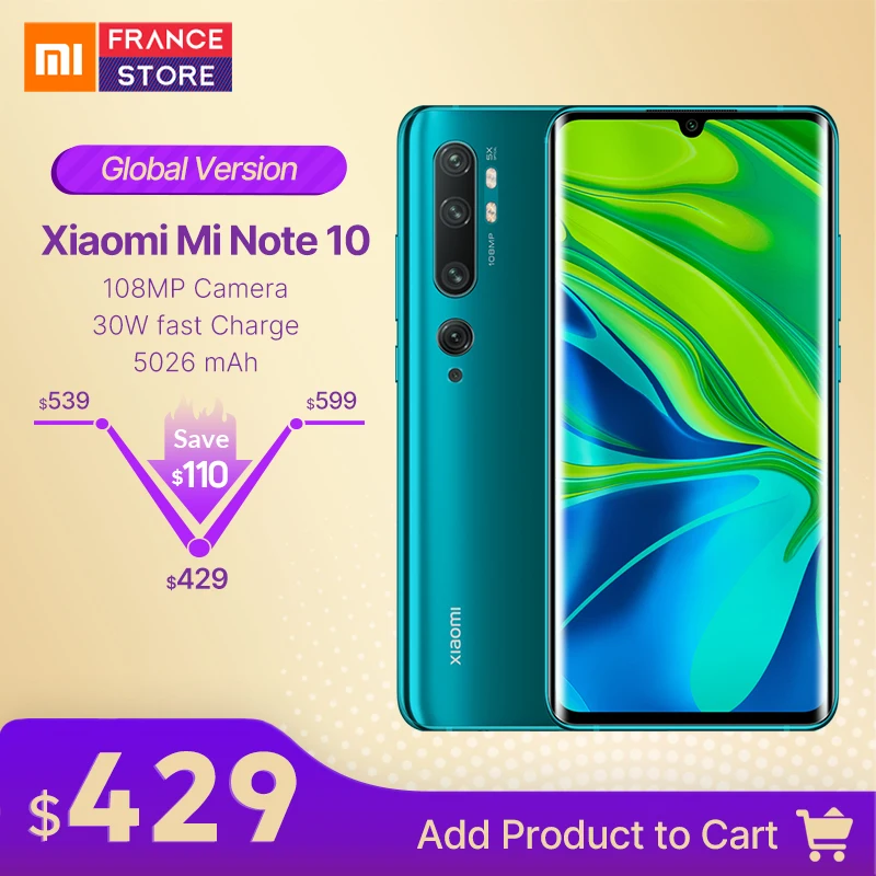 Xiaomi Note 10 Pro с глобальной версией 8 ГБ 256 ГБ/Note 6 + 128 Гб Смартфон Snapdragon 730G NFC 5260 мА/ч 30 Вт