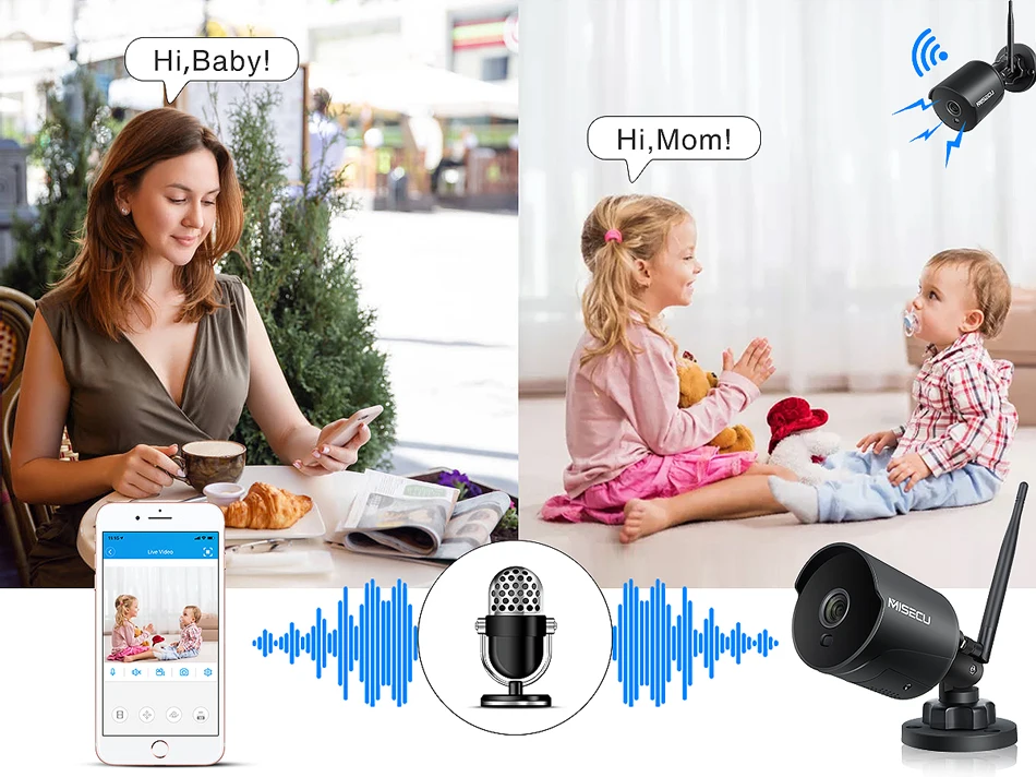 MISECU 1080P Wifi IP камера Двусторонняя аудио Беспроводная пулевая для наружного