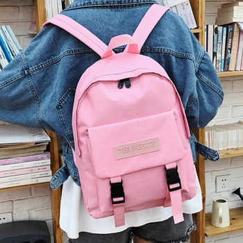 

2019 Women Backpack Fashion Shoulder Bag solid color bag pack travel School Bag For Teenage Girl schoolbag Travel Bag for female