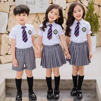 Children Korean School Uniform Boys Girls Pleated Skirt Vest Top Kids Performance Clothing Set Stage Wear Student Uniform Outfit 2