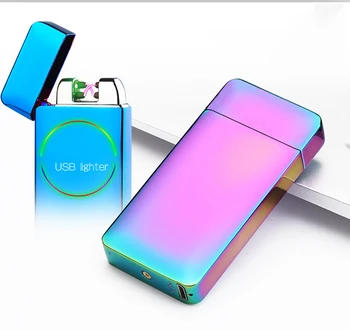 

2pcs/lot New Men Electric Double Arc 10 Styles Lighter USB Rechargeable Flameless Windproof Cigar Cigarette Lighter encendedor