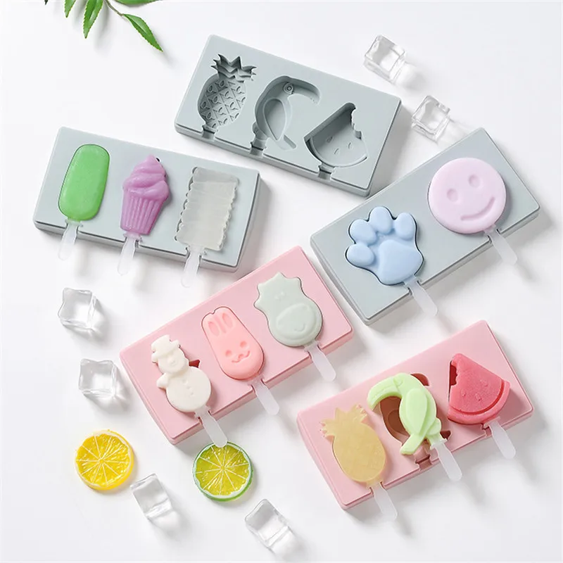 Cute Popsicle Mold Silicone Food Grade Material Funny DIY Cartoon Shape Ice Cream for Kitchen Making Tools | Дом и сад