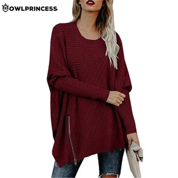 

Daily suit OWLPRINCESS Sexy Off Shoulder Sweater Knitwear Fashionable Loose Warm Comfortable Long Sweaters Pullover femme