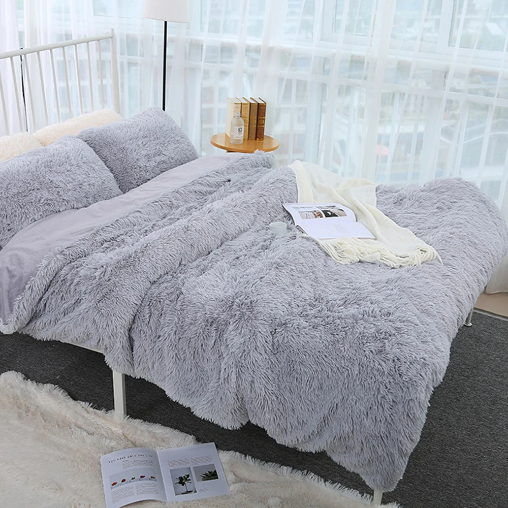 Супер Мягкий Лохматый мех Двухслойное плюшевое одеяло пушистый уютный с пушистой шерпа кровать Коралловое одеяло 160x200 см плед