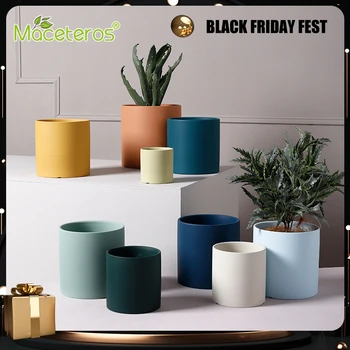 

New Nordic Style Art Succulent Ceramic Flower Pot Simple Green Plant Flower Arrangement Vase Gardening Planter Home Decoration