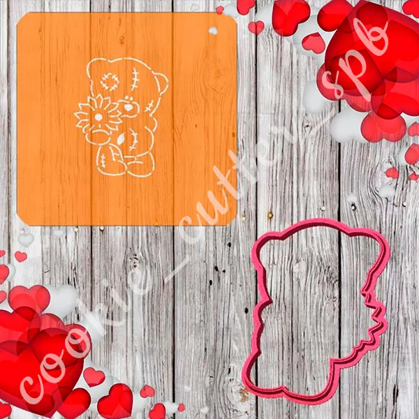 Stencil with вырубкой for пряников cookies &quotteddy bear Flower&quot | Дом и сад