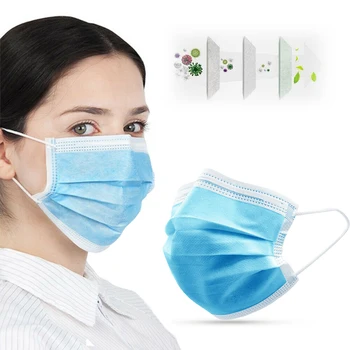 

50PCS 3 Layers Dustproof Facial Protective Cover Masks Anti-Dust Anti-Fog Disposable Printing Earloop Face Mouth Masks