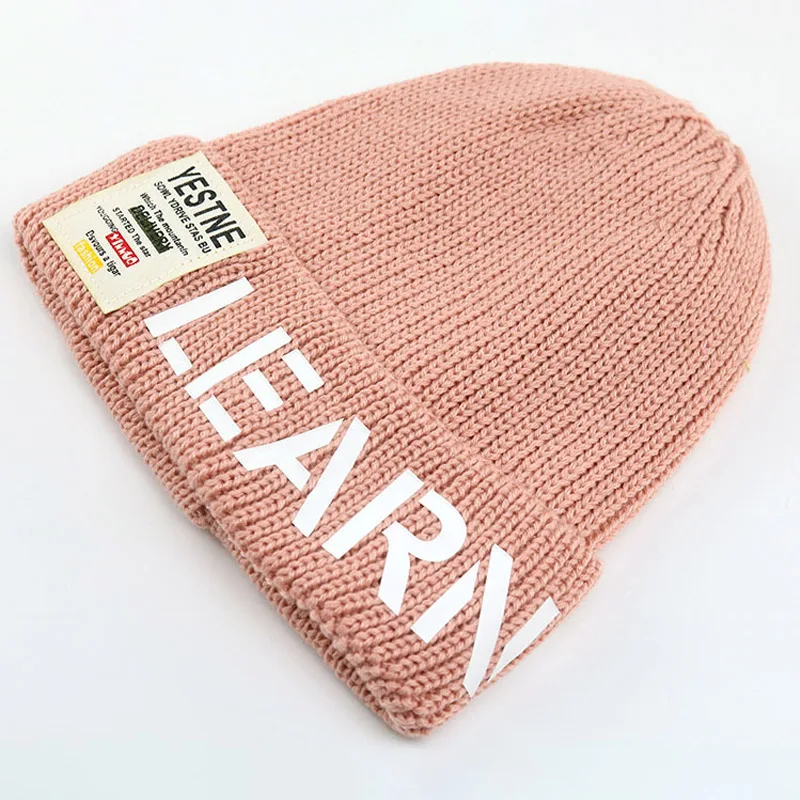 Зимняя детская трикотажная шапка, милые шапки для мальчиков и девочек на осень, теплые плотные шапки для девочек, детские шапочки, шапка для детей 2-10 лет - Цвет: light pink