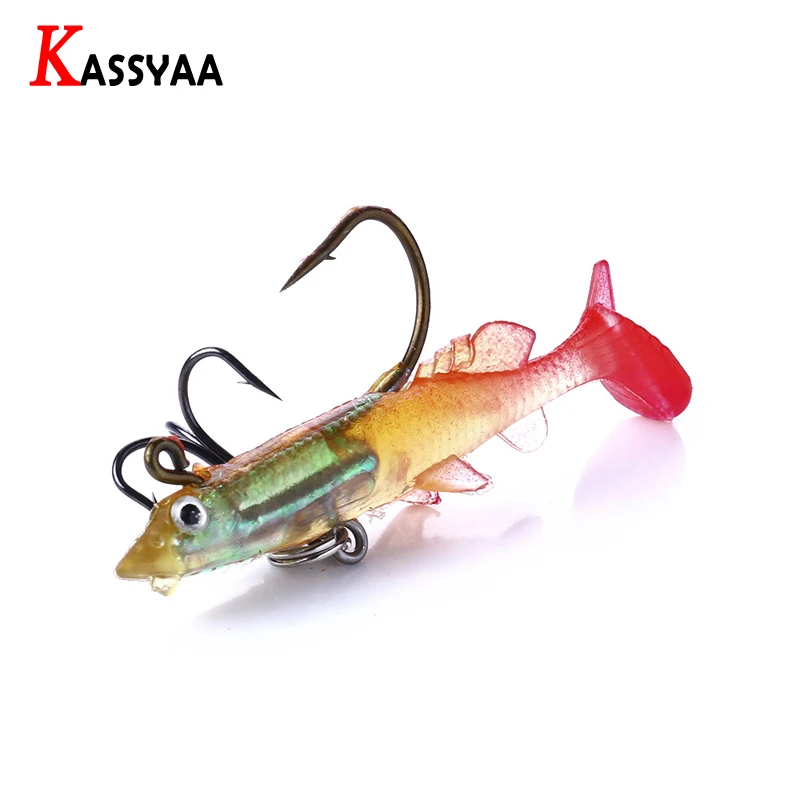

5pcs Lead Head Ice Fishing Soft Baits 60mm 4g Silicone 3D Eyes Soft Jerkbaits with Hooks Artificial Jigging Soft Lures Wholesale