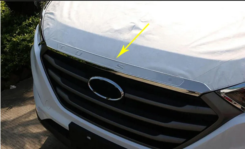 Для hyundai Tucson TL ABS Хромированная передняя крышка капота отделка Гриль литье кузова Комплект ободок рамка гарнир автомобильный Стайлинг f