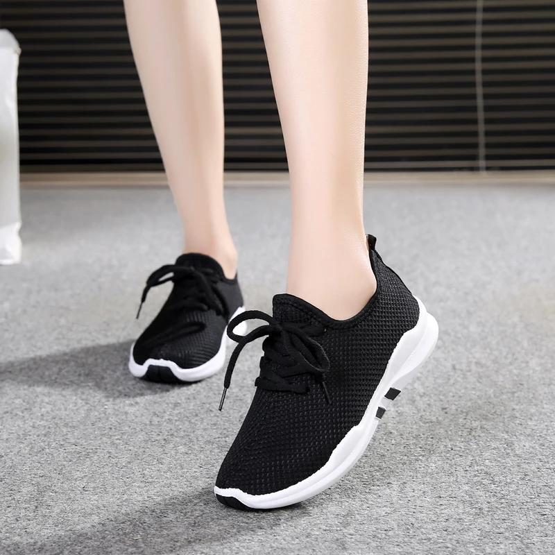 black 125 Женские вулканизированные шлепанцы на шнуровке; дышащая прогулочная обувь на плоской подошве; водонепроницаемые мокасины; дышащая сетчатая ткань - Цвет: black 125