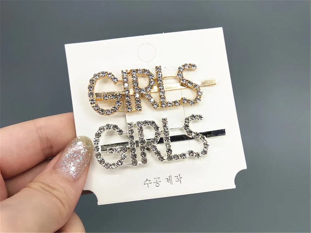 2PCS Shining SWEET LOVE SEXY Letter Hairpins Diamond Barrette Hair Clips For Girls Styling Tool Hairgrip Women Hair Accessories (15)