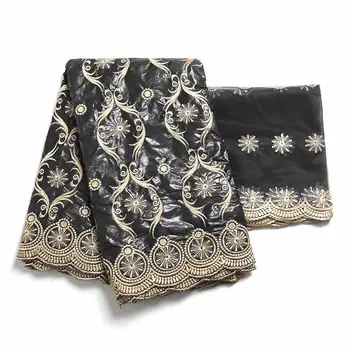 

2020 lace fabric 5&2 Bazin Brode riche embroidery African 100% cotton fabrics Swiss voile lace popular Dubai style