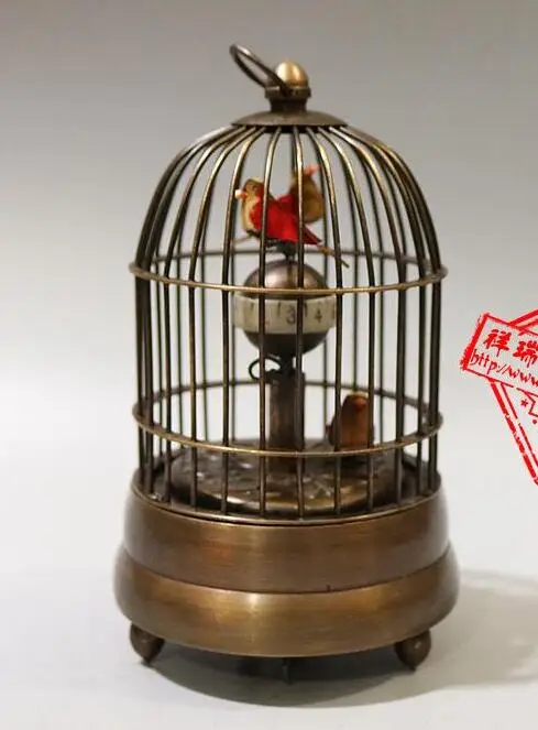 Arts Crafts Copper Exquisite Chinese Brass Bird Cage Mechanical