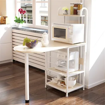 

110x50x127cm Multi Layers Wooden Bar Table Kitchen Cocktail Microwave Storage Rack Shelf Stand Multifunction Home Bar Furniture