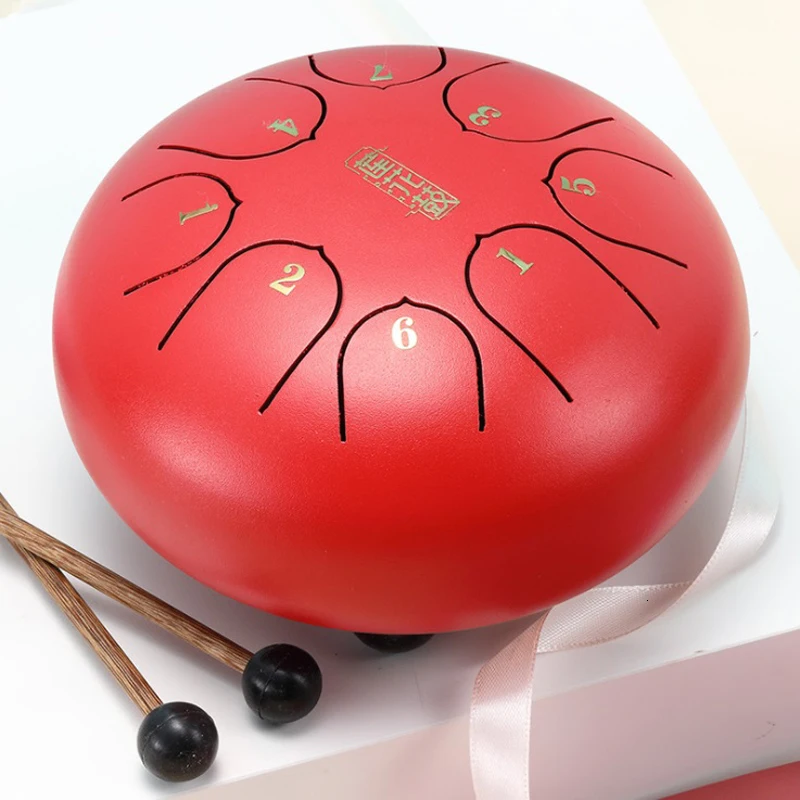 Red 8 Inches Мини Тонг барабан сталь перкуссия хангум 8 нот 6 и 8 дюймов детская перкуссия, новичок, идеальная Звуковая терапия - Цвет: Red 8 Inches