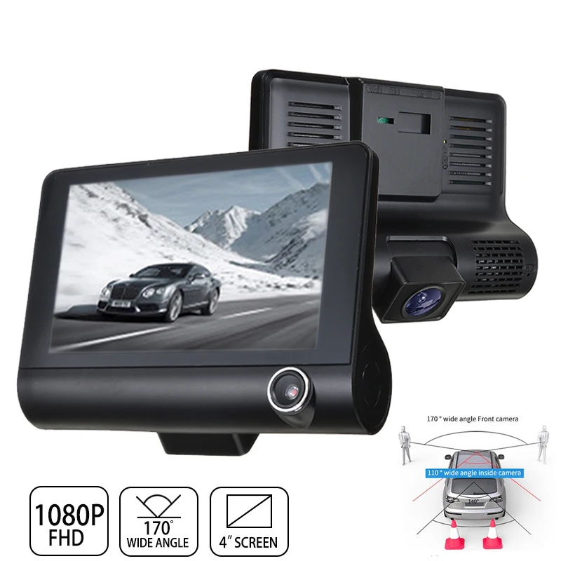 1 комплект 4 "3 объектива камеры автомобиля D-VR видео HD 1080P авто видеорегистратор заднего вида широкоугольный Реверсивный изображение