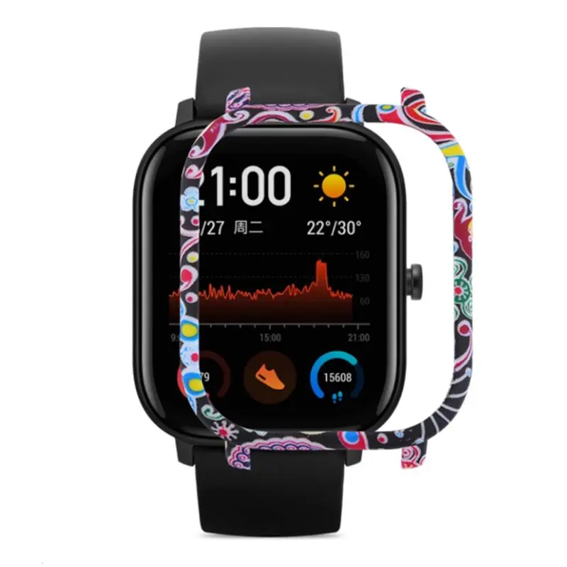 PC защитный чехол Красочные печати часы экран протектор для HUami Amazfit GTS