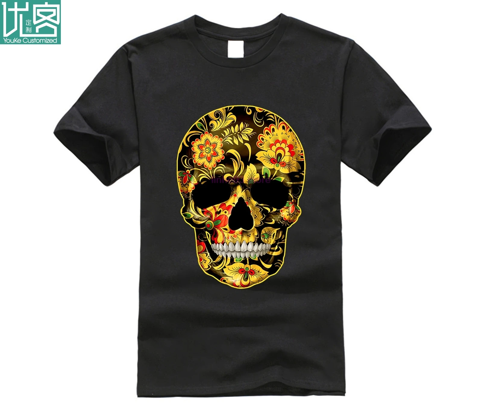 

Flower Skull Candy Day Of The Dead Mexico Sugar Skull Gothic Mens T Shirt #1 Cool Casual pride t shirt men Unisex New Fashion