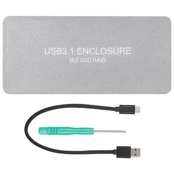 

USB3.1 to 2-Port M.2 SSD Raid Hard Drive Disk Enclosure HDD Case with Type-C