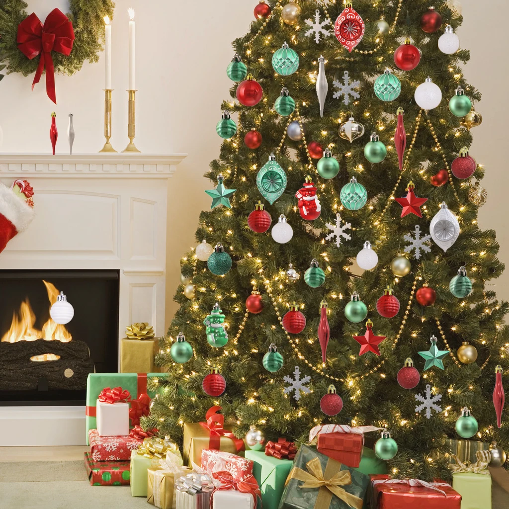 QIFU 50/детская одежда на рост 80, 90 шт. Рождественские украшения Рождественская елка Рождественские украшения для дома с утолщённой меховой опушкой, Рождественская бальная Рождественская елка украшения