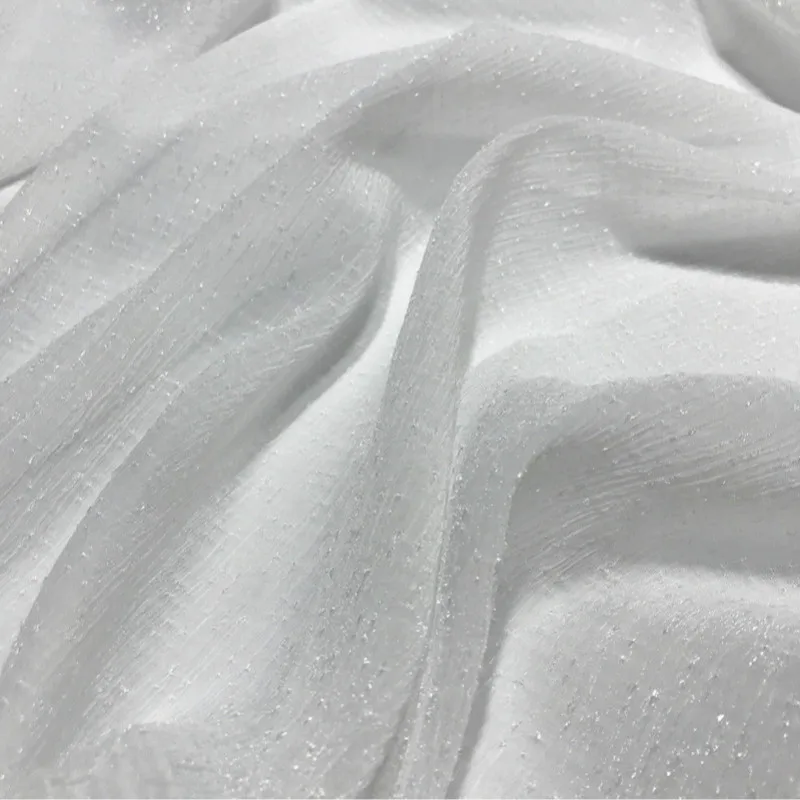 Soft White Glitter Shiny Organza tulle Fabric for Dress Shirts by the Meter | Дом и сад