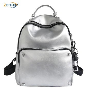 

Women's Backpack PU Material Fashion Casual Large Capacity Simple Wild Rivet College Wind Anti-theft Back Pocket Travel Backpack