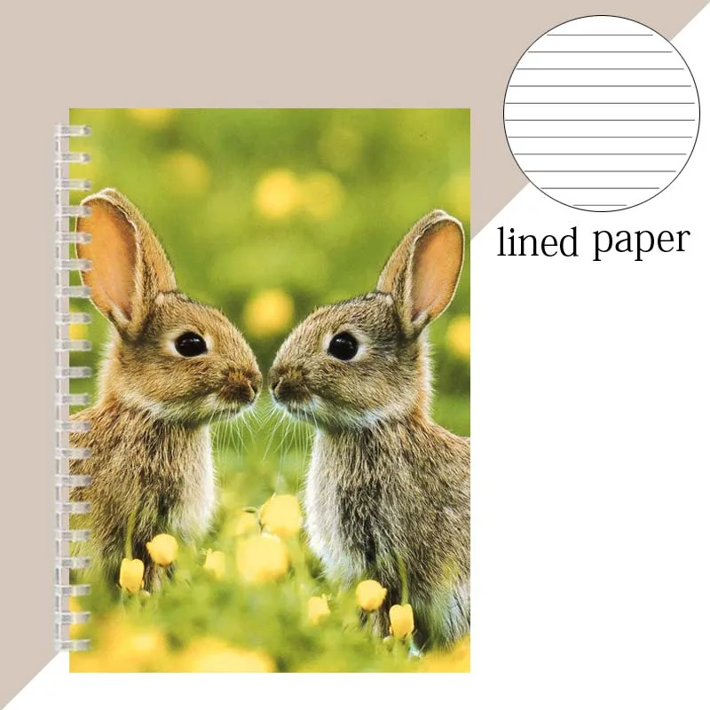 Ruled Line Page Spiral Binder Notebook Quote Animal Rabbit Kawai Cute PET Bunny Moon Diary Note Book Tobie Hare Coniglio Journal