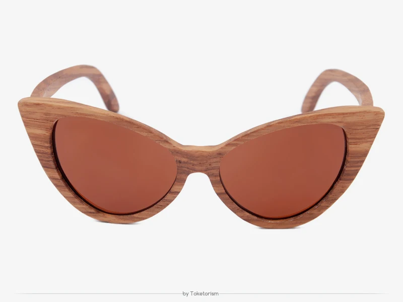 Toketorism Модные женские поляризованные очки деревянные оправа кошачий глаз солнцезащитные очки 4303