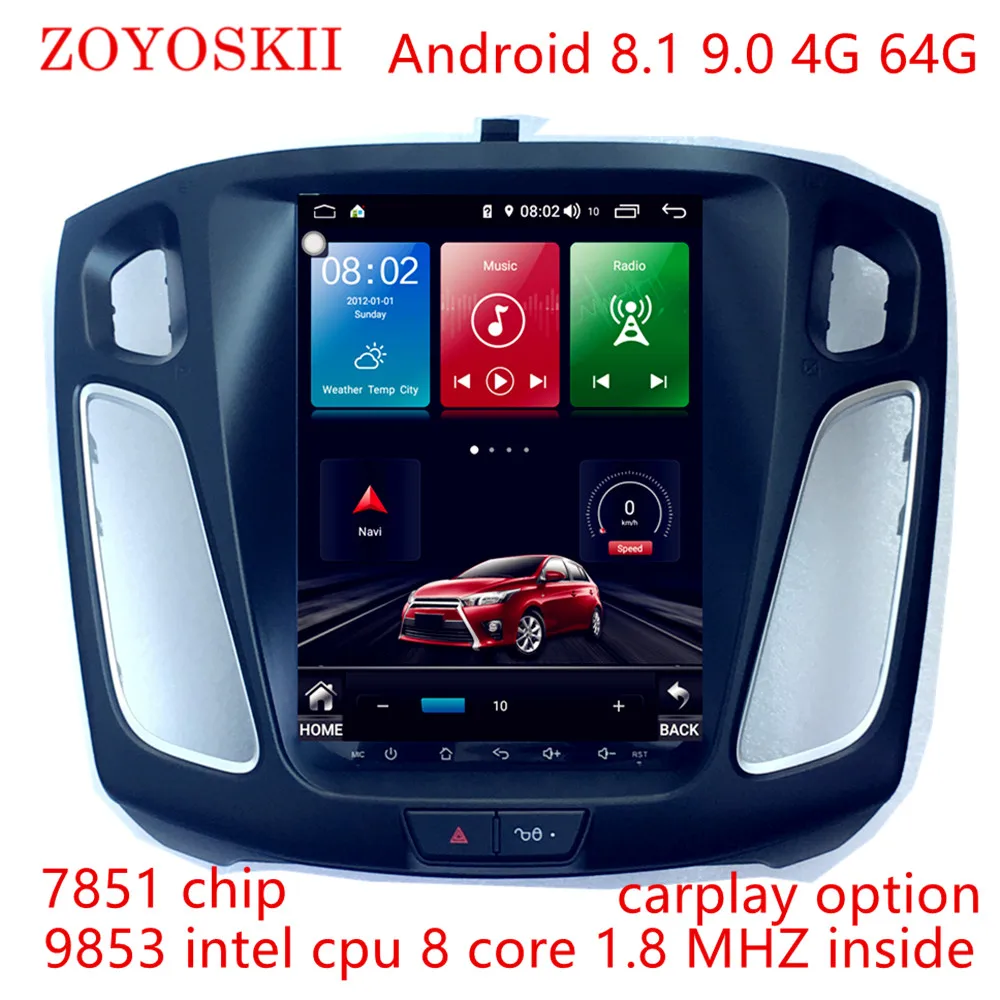 Продажа ZOYOSKII Android 9,0 10,4 дюймов ips вертикальный экран автомобильный gps мультимедийный Радио bt навигационный плеер для ford focus салон 2012 2016