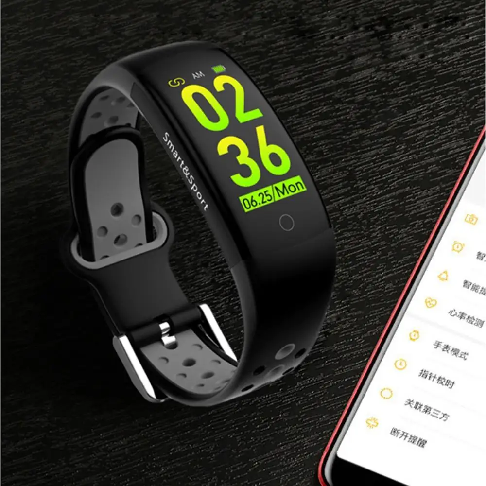 Q6S умный Браслет 3D цветной динамический Сфигмоманометр Smartband мониторинг сердечного ритма с водонепроницаемым спортивным фитнес-браслетом w - Цвет: Серый