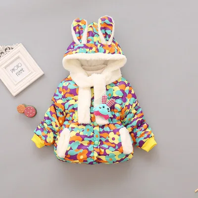 Новинка года; модная зимняя одежда для новорожденных; Милая бархатная хлопковая куртка с капюшоном; Одежда для младенцев; Детский костюм; пальто для девочек
