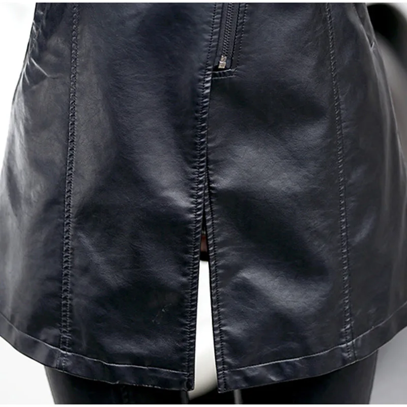 Женская куртка размера плюс 5XL из искусственной кожи, осенняя Лоскутная длинная приталенная куртка для женщин, осенняя зимняя повседневная женская верхняя одежда