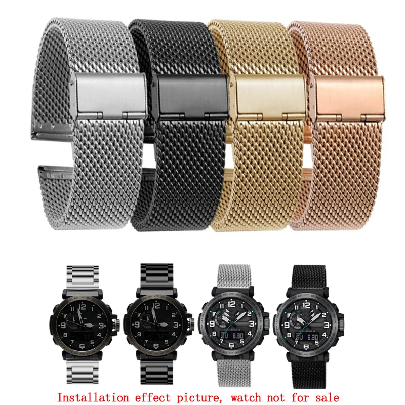 

Shengmeirui FOR Casio PRG-600YB-3/PRG-650/PRW-6600 Men's Sports Watch Strap 24mm braided Milan mesh belt Stainless steel strap