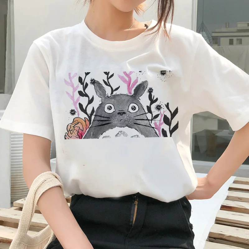 Футболка totoro Spirit Out Studio Ghibli femme с японским мультипликационным аниме, женская футболка, одежда Miyazaki Hayao, женская одежда kawaii