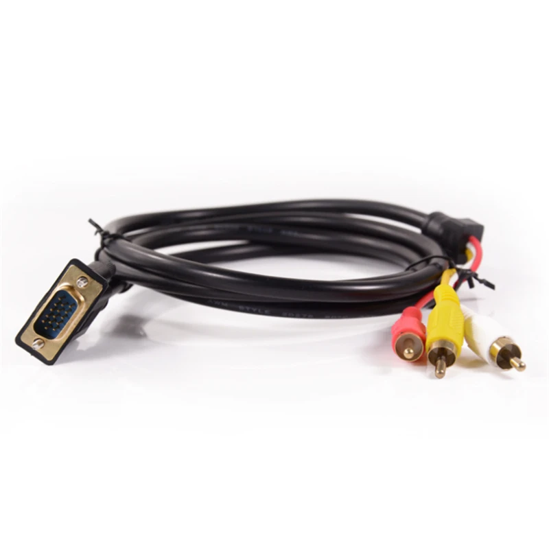 1.5M 5FT Newest VGA RCA Adapter 3RCA Video Female To HD 15 Pin VGA Converter Style Component Video cable