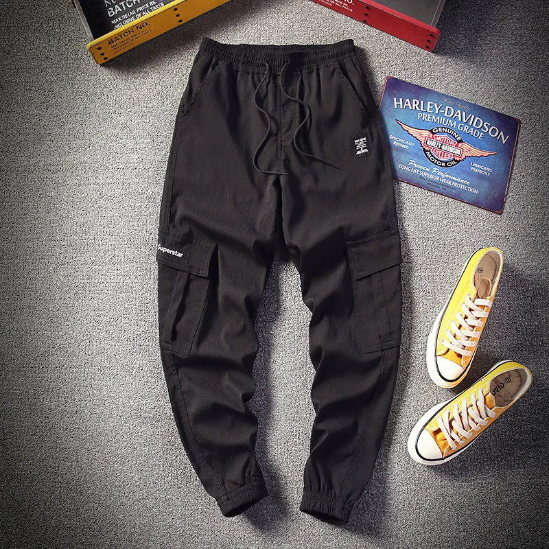 

2019 Spring And Summer New Style Men Solid Color Casual Pants Japanese-style Loose-Fit Beam Leg Harem Capri Pants Fashion Large