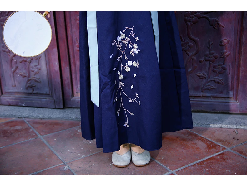 Синий Hanfu костюм для классических танцев певцы сценическая одежда пара Восточный народный наряд Китайская национальная одежда для выступлений DC2598