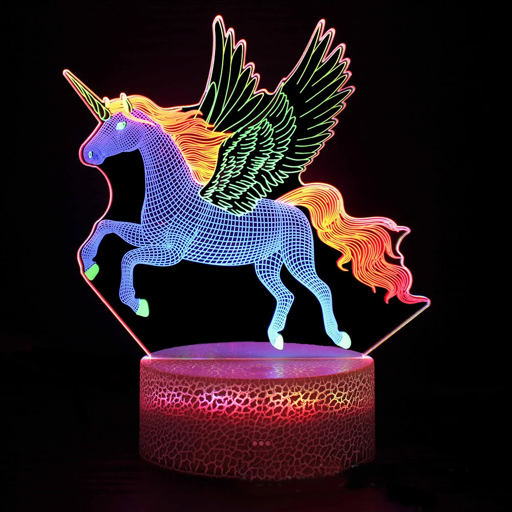 3 Acrylic Plates 3D Night Lights Colorful Illusion Table Lamp Unicorn Bedroom Decor Light Birthday Christmas Gifts for Girls nite light