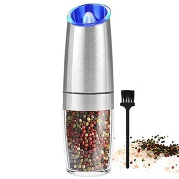 

Electric Pepper Grinder,Automatic Pepper Mill,Electric Spice Grinder with Adjustable Coarseness,LED Light Silver
