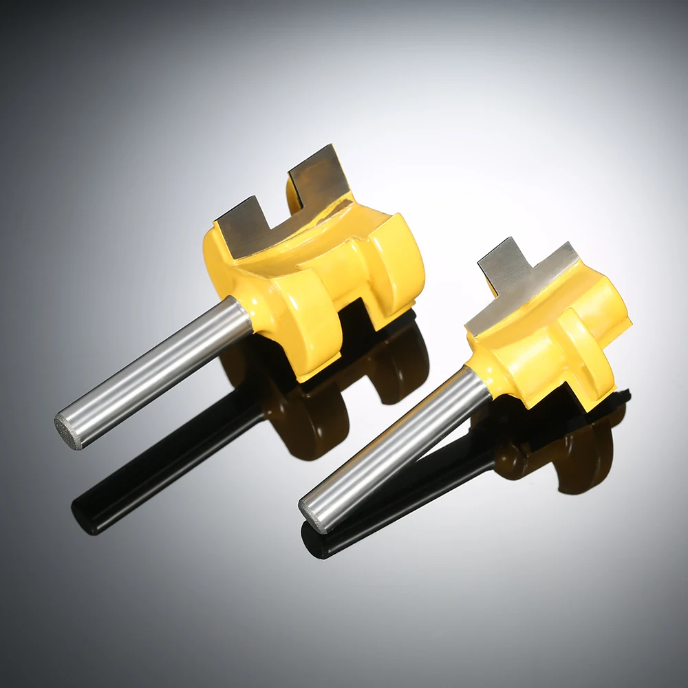 

2PCS cnc cutter 1/4"Shank Wood Milling Cutters Tongue Groove Router Bit Set 3 Teeth T-shape Milling Cutters for wood Woodworking