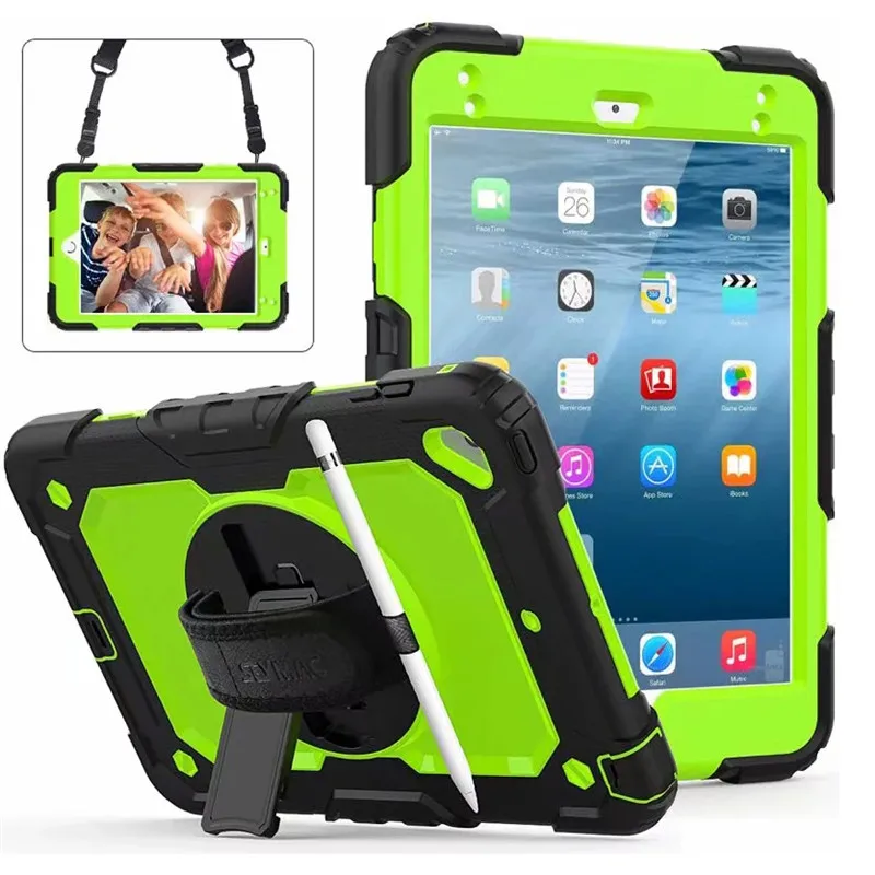 

Heavy Duty Tablet Case for New iPad 2017 2018 Air2 Pro 9.7 iPad6 9.7inch Combo Kickstand Strap Full 3-Layer Protect Cover