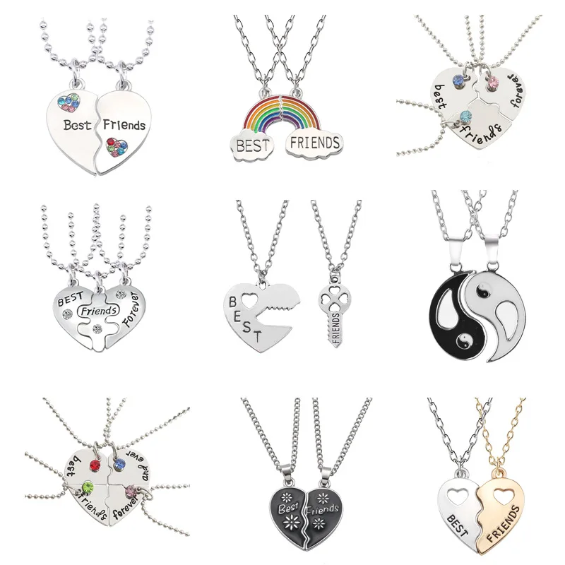 2/3pcs Best Friend Heart Matching Pendant Necklace Creative Friendship Sister Couple Two-piece Set Chains Jewelry Gift | Украшения и