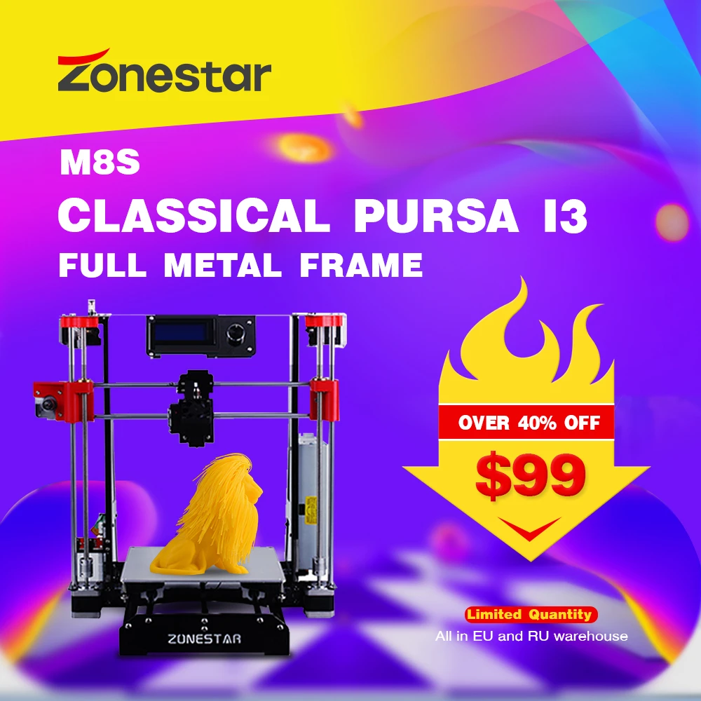 Большая распродажа ZONESTAR заводской зазор 3d принтер DIY Kit дополнительный двойной экструдер автоматический уровень из ЕС и RU