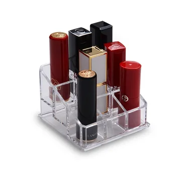 

50pcs/lot 9 Grid Acrylic Makeup Organizer Storage Box Cosmetic Lipstick Jewelry Case Display Stand Make Up Tools Brush Holder