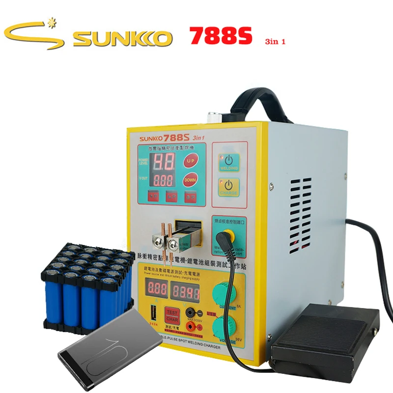 SUNKKO 788S батарея точечная сварка 2.8KW Многофункциональный импульсный точечный сварочный агрегат для 18650 литиевой батареи точечная сварка usb зарядка тест