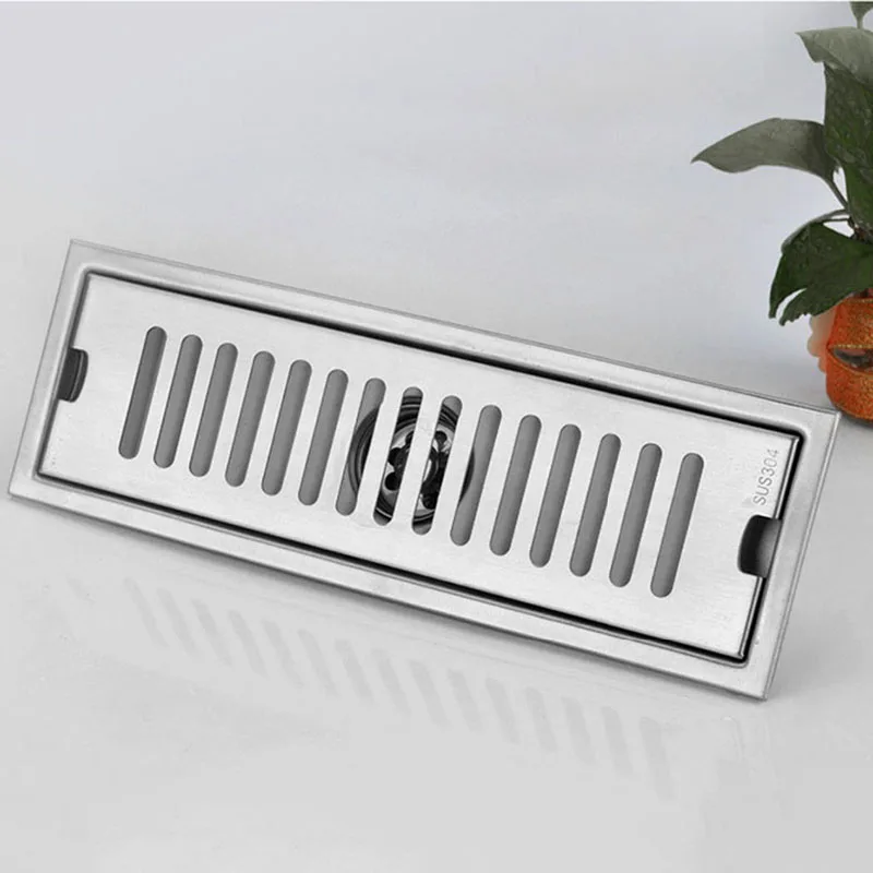 

TOP Stainless Steel Bathroom Shower Floor Long Drainage Square Shower Large Floor Drains Shower Drain Cover Roof Drain