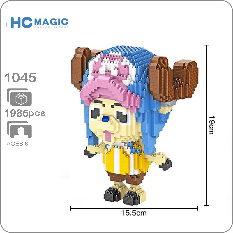 

HC 1045 One Piece Tony Chopper Deer Animal 3D Model 1985pcs DIY Diamond Mini Building Small Blocks Brick Toy for Children no Box